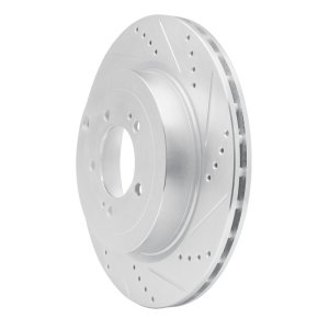 Mitsubishi Lancer Brake Rotor (1) - Rear Right - R1 Concepts - Drilled & Slotted - Silver - `08-`15